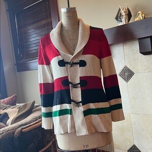 Pendleton cotton knit toggle shawl sweater